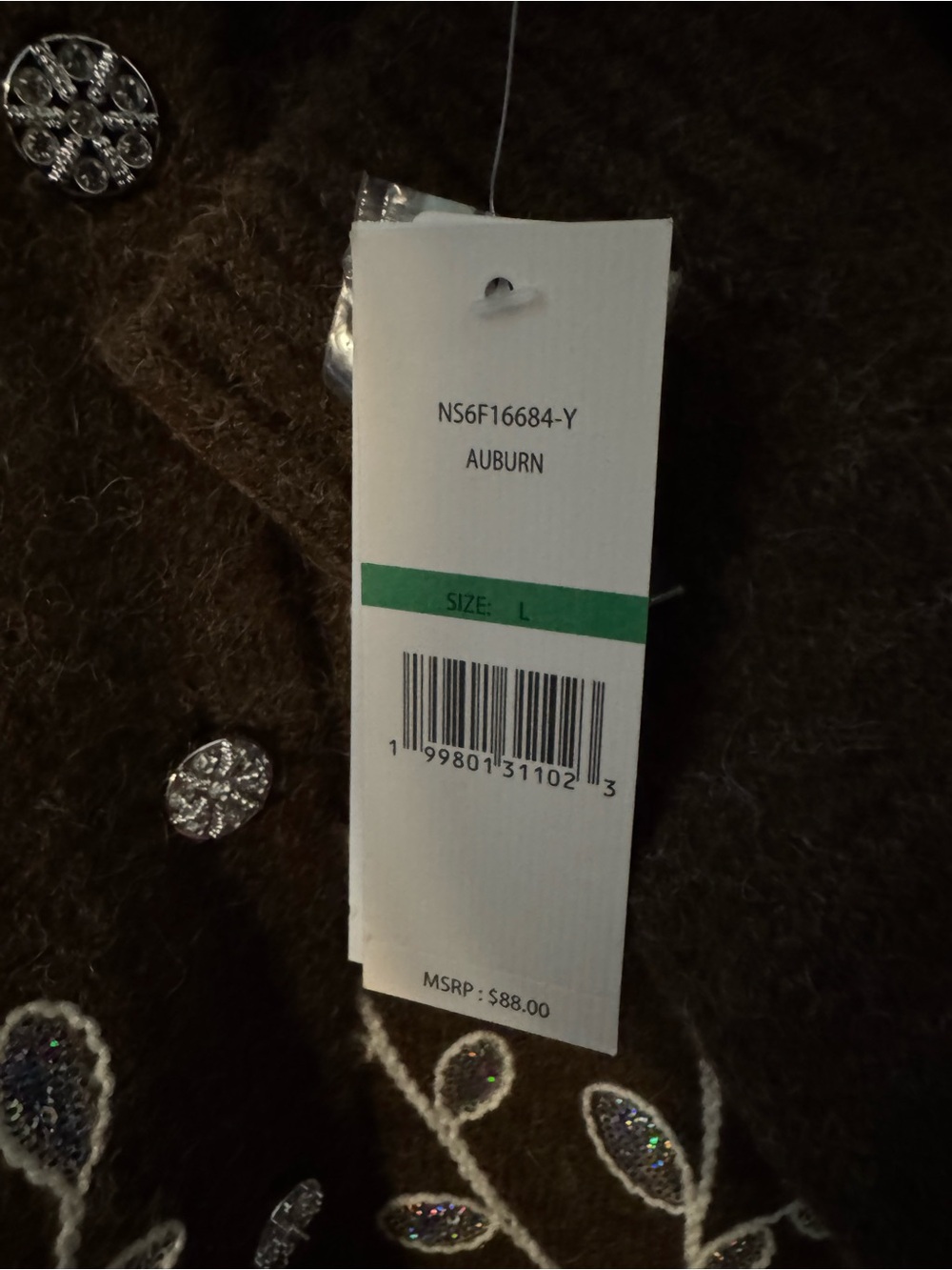Nanette Lepore Brown Embroidered Button Cardigan - Picture 3 of 11